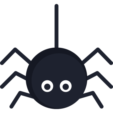 a black and white spider icon
