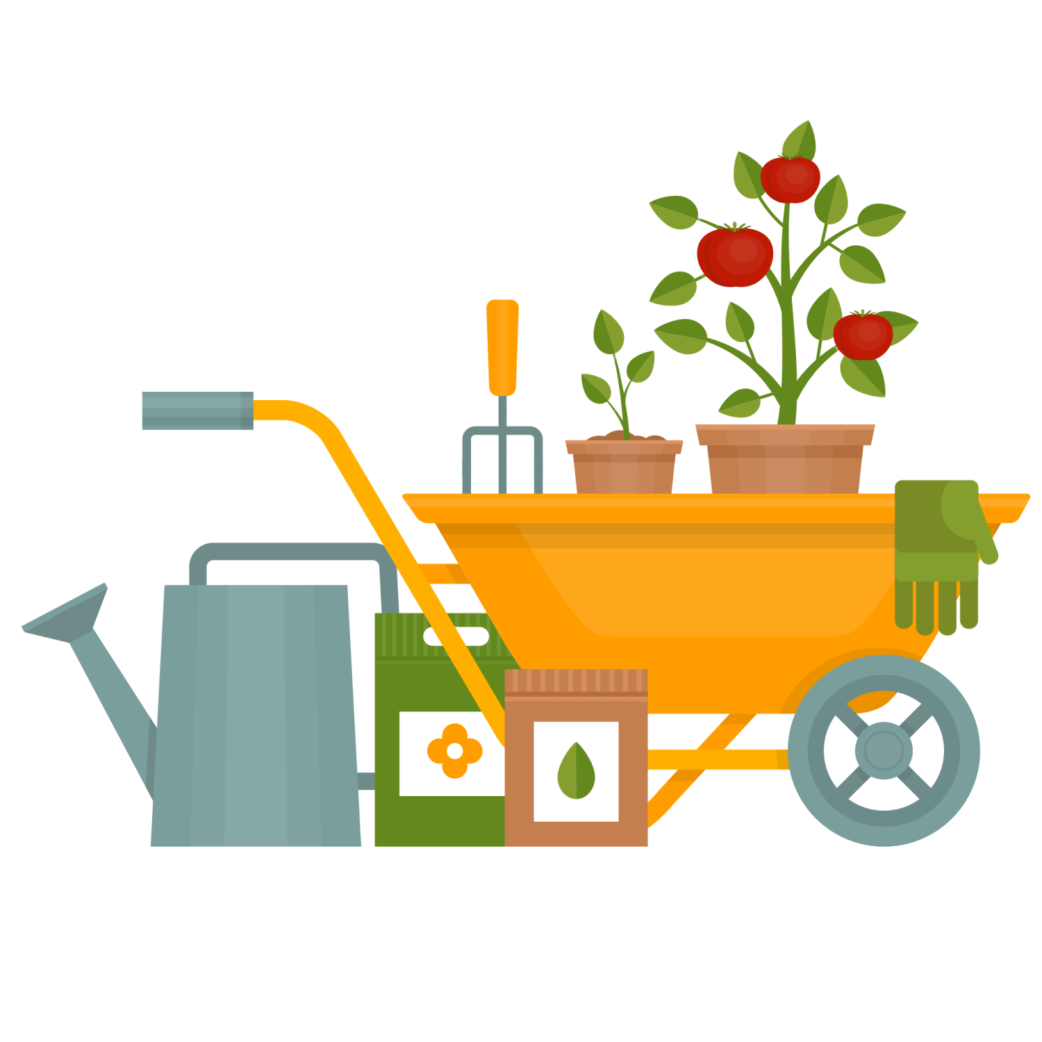 a wheel with a plant in it