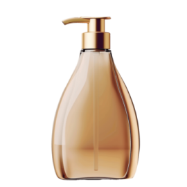 a bottle of liquid on a white background