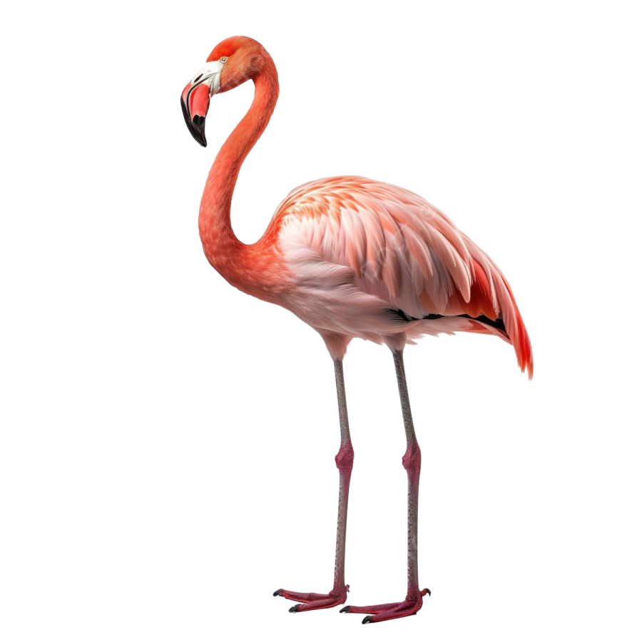 a pink flaming standing on its hinds