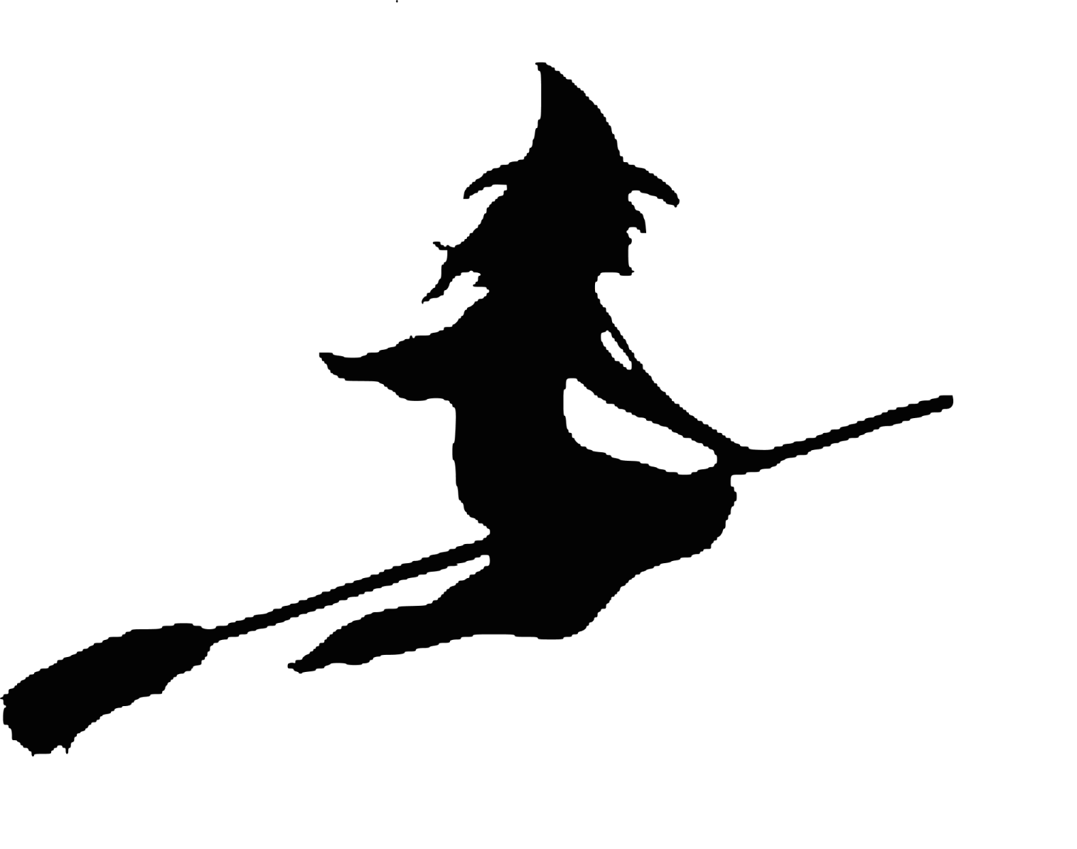 a silhouette of a witch flying on a broom