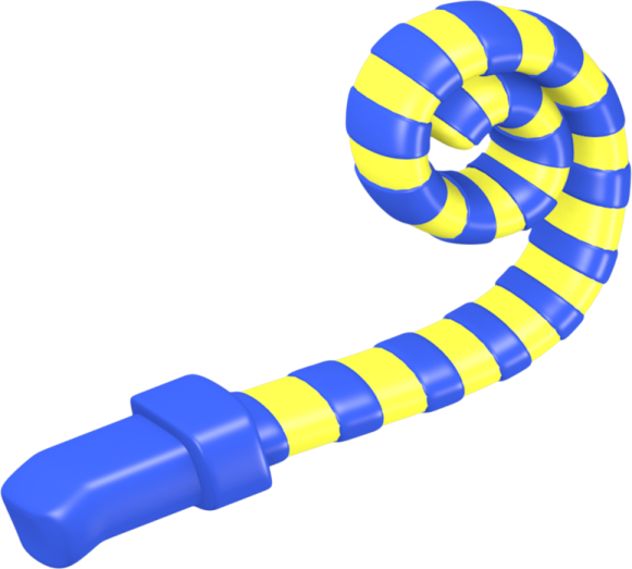 a blue and yellow candy cane