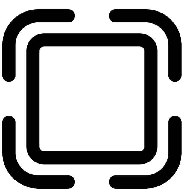a black and white square icon