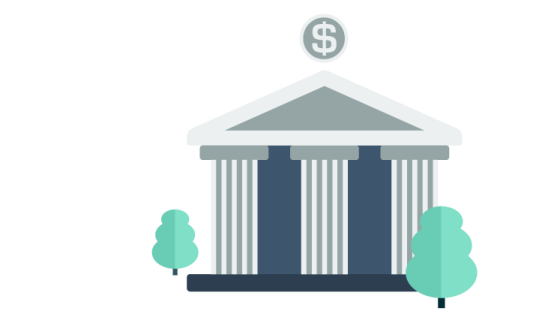 a bank building with a dollar sign on top