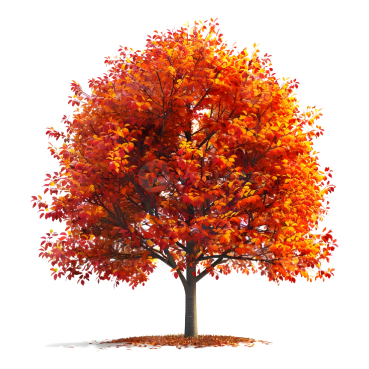 an autumn tree with red and orange leaves