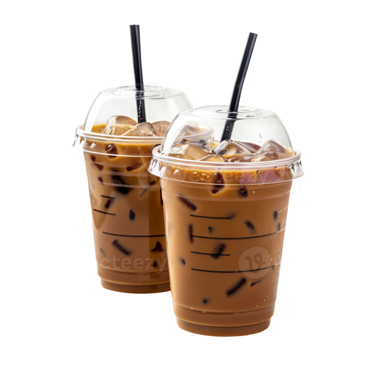 two cups of iced coffee on a white background