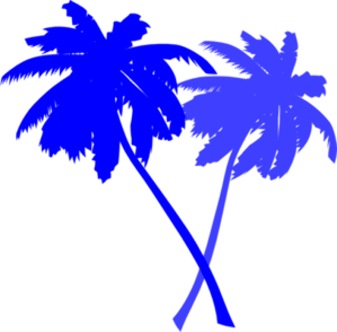 two palm trees silhouetted against a white background