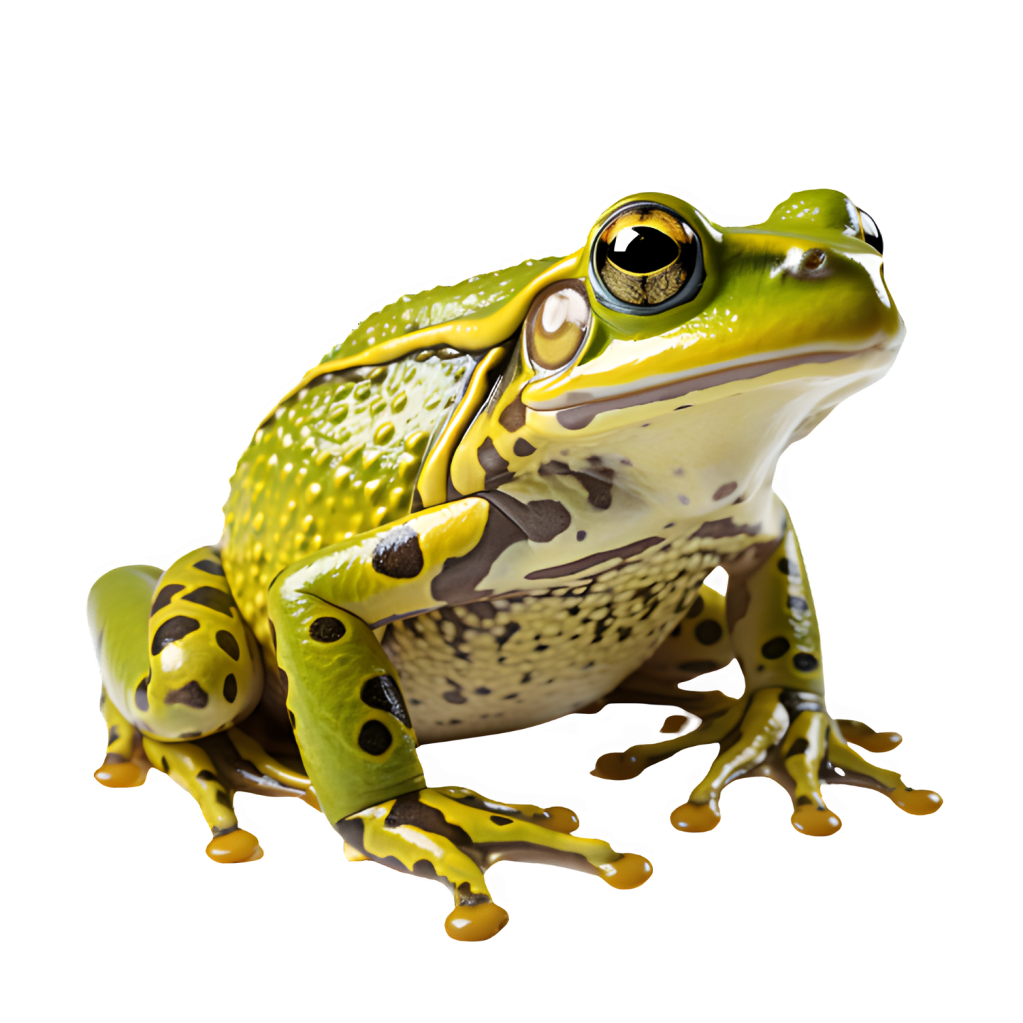 a close up of a frog on a white background