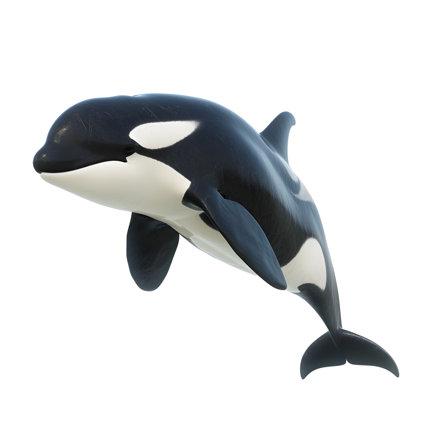 a black and white orca jumping in the air