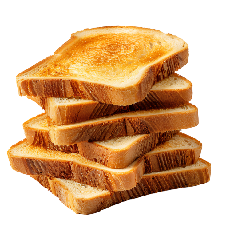 a pile of toasted bread