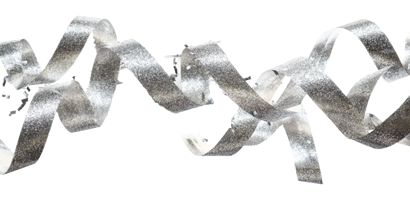 a bunch of silver and white confe