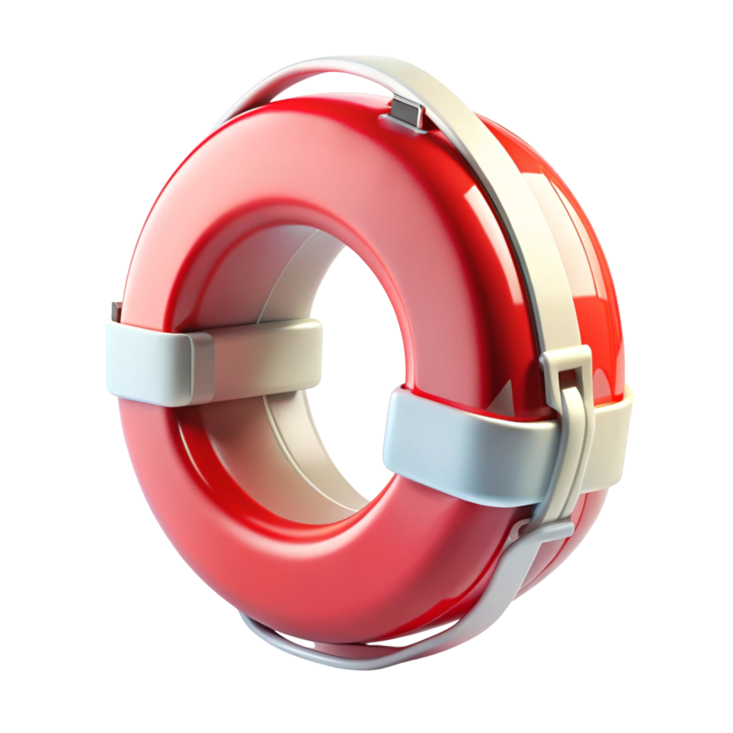 a red and white life preserver