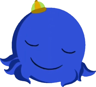 a blue monster with a crown on its head