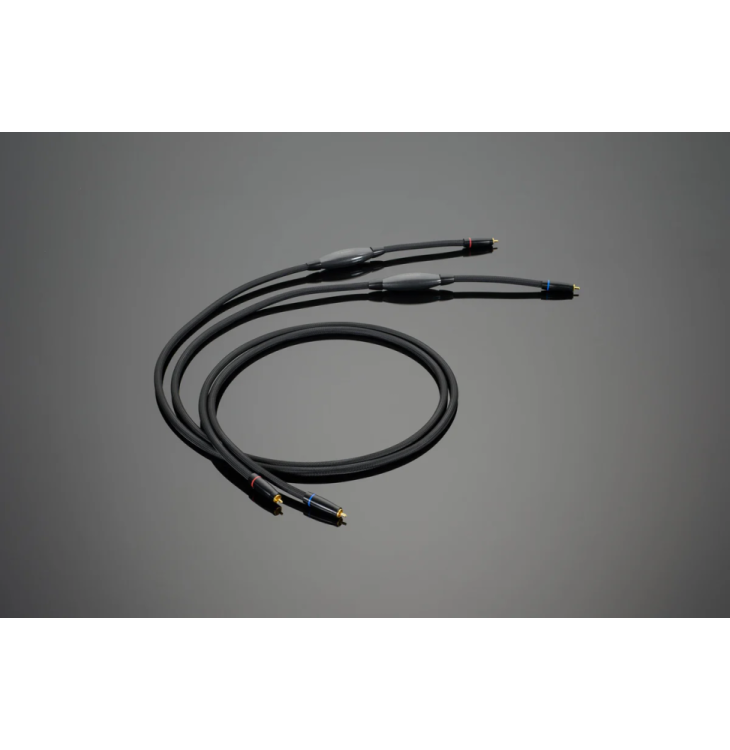 a pair of black cables on a gray background