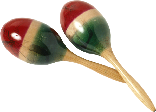 two wooden maraos on a white background