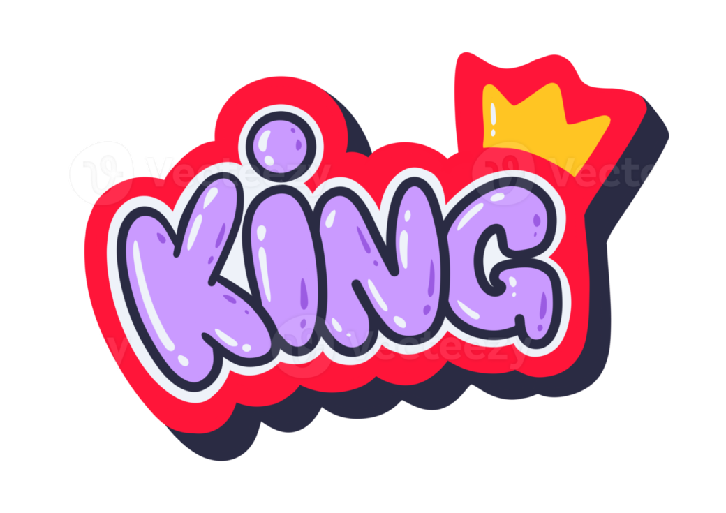 the word king with a crown on top of it