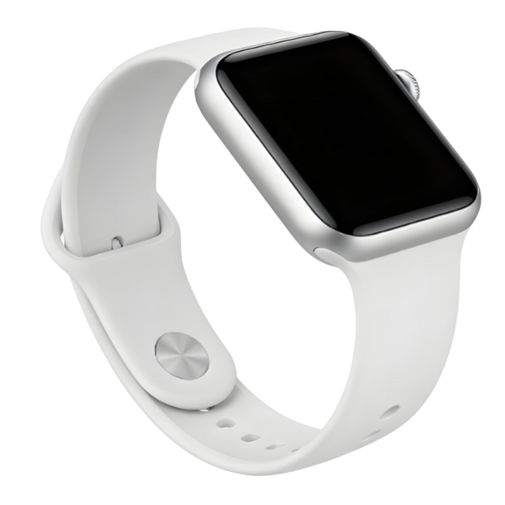 an apple watch with a white band