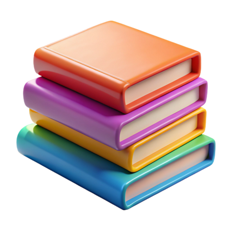 a stack of colorful books
