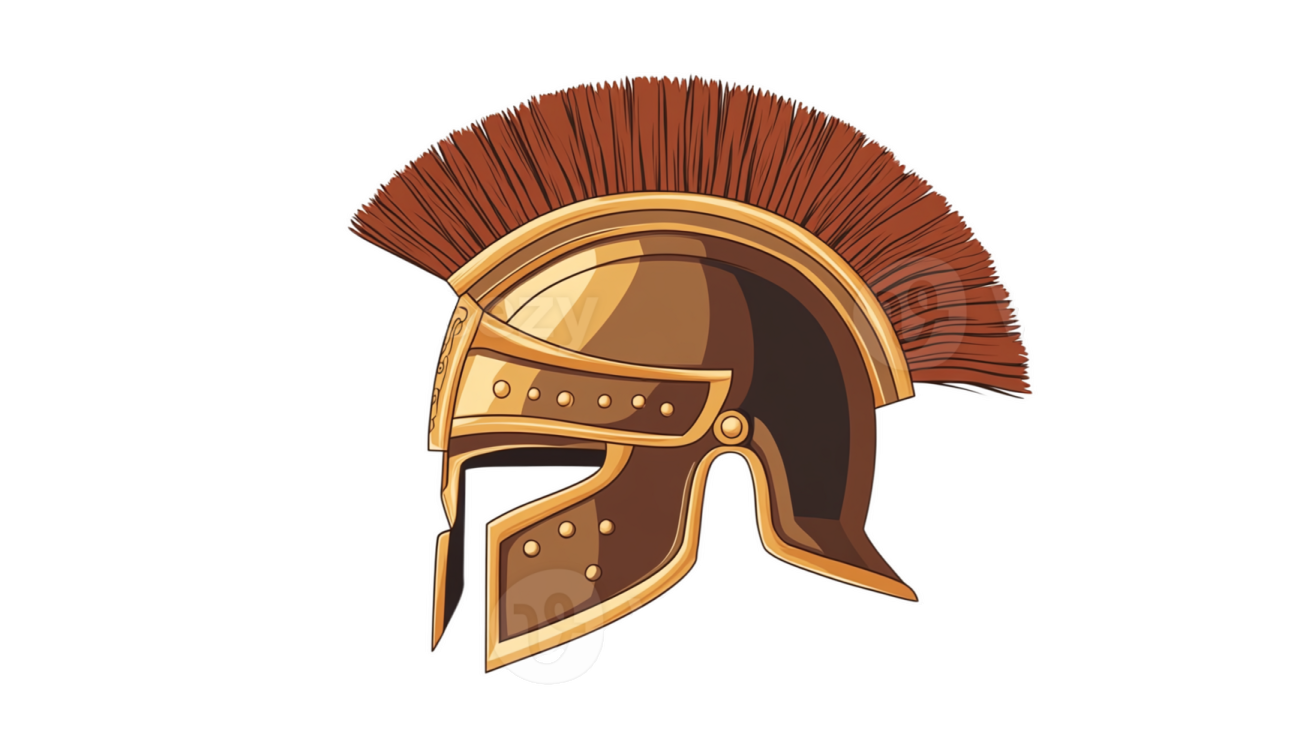 a spartan helmet on a white background
