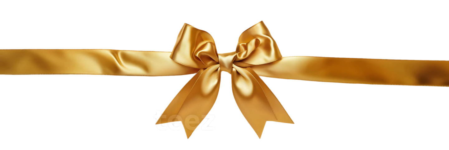 a gold ribbon with a bow