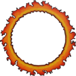 a circle with flames in it