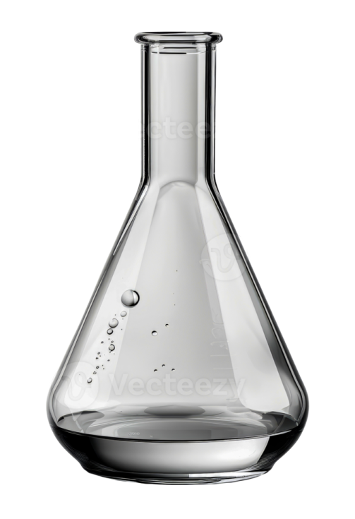 a glass flask with water in it