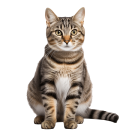 a cat sitting on the ground looking up