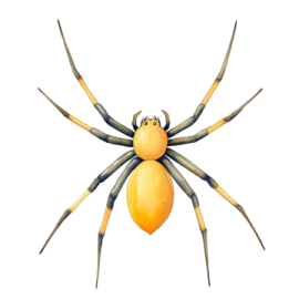 a yellow and black spider with long legs