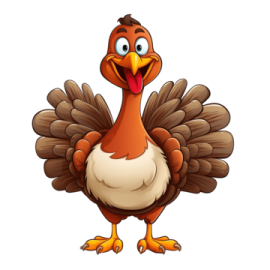 a cartoon turkey with an open beak