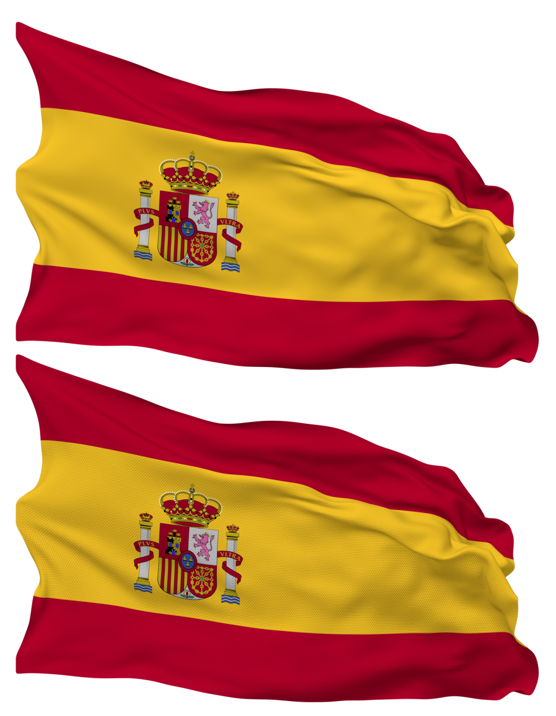 two spanish flags flying in the wind