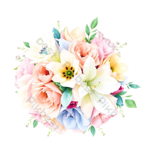 a bouquet of flowers on a white background