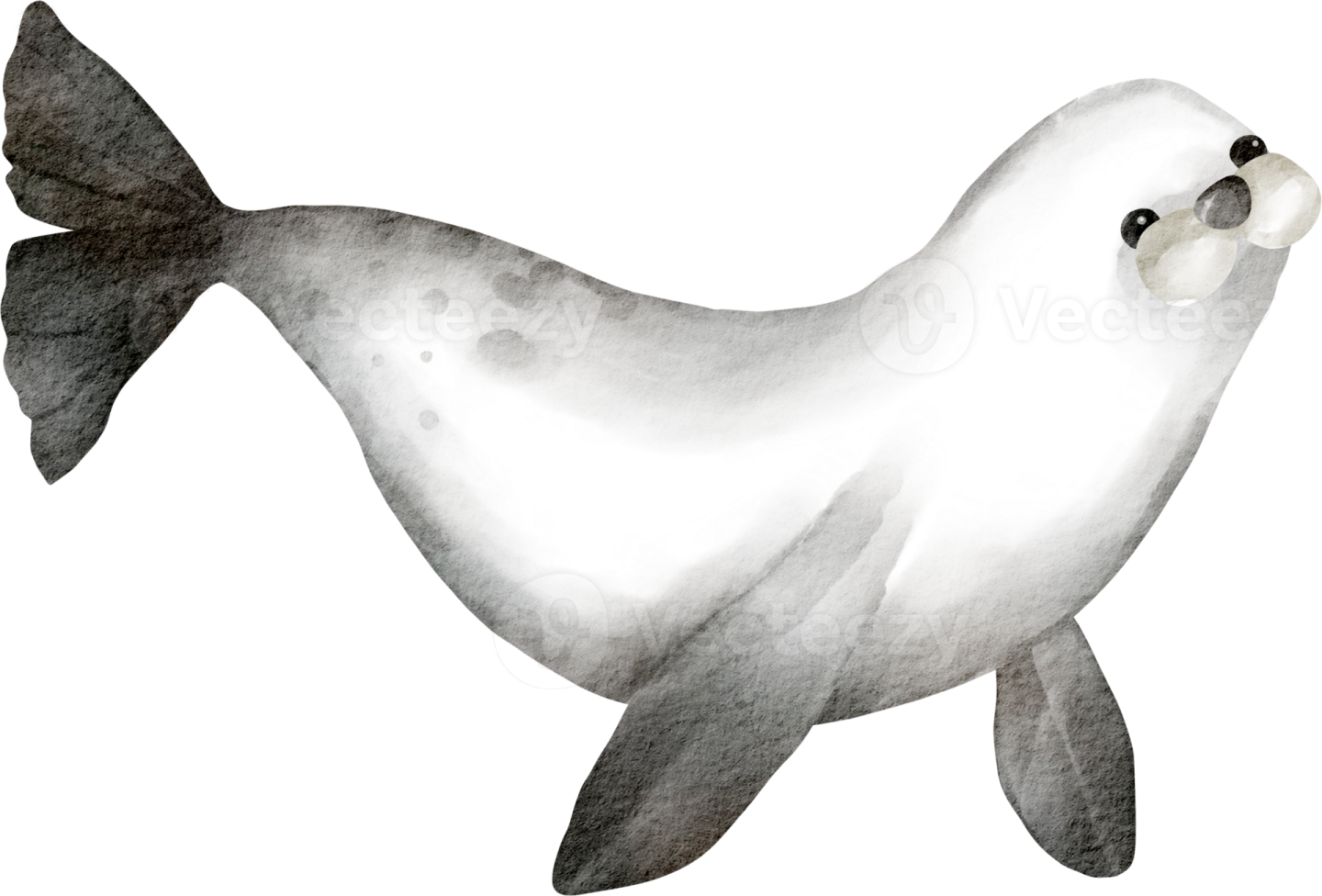 a watercolor painting of a seal in the ocean