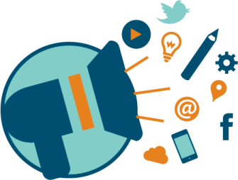 a globe with social icons surrounding it