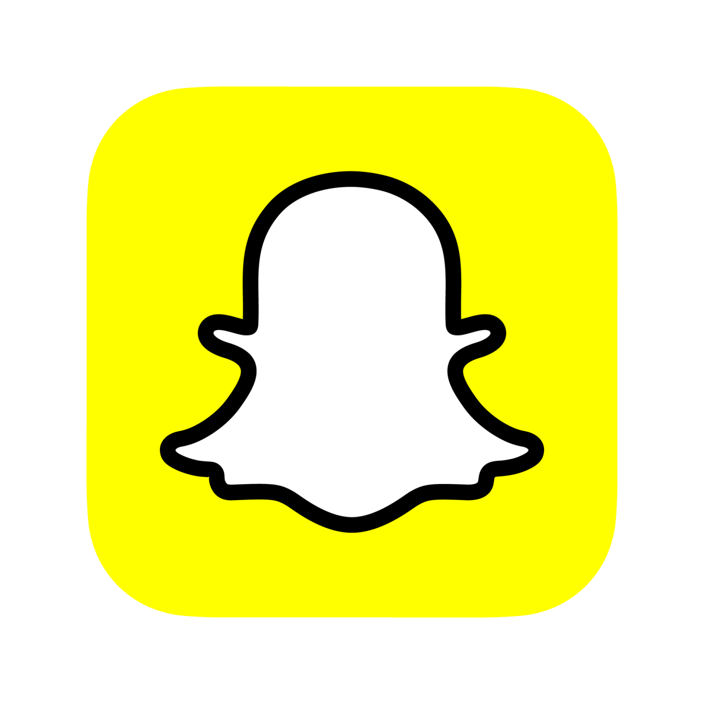 a yellow snap icon with a black outline of a person's face
