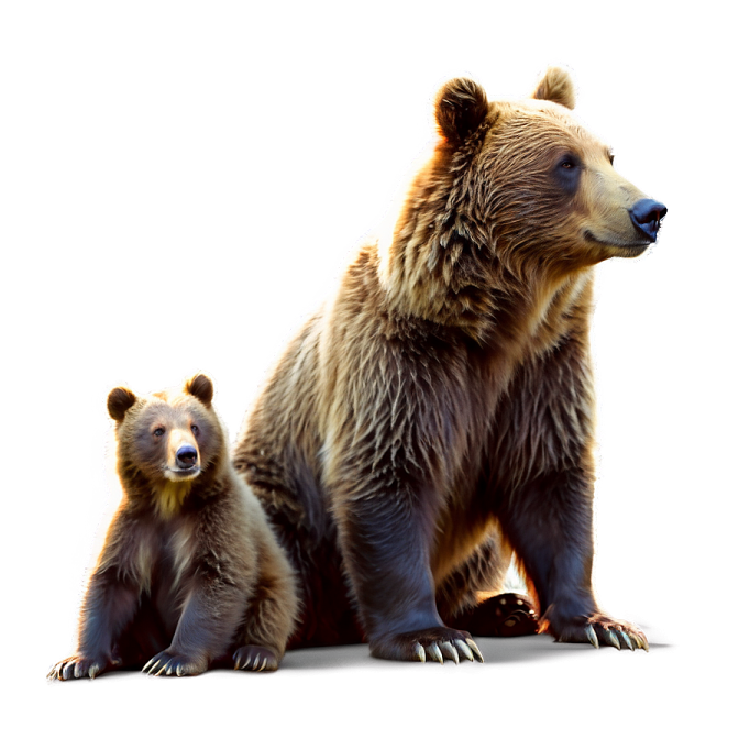 a brown bear and her cub
