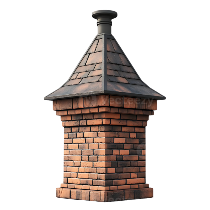 a brick chimney on a white background