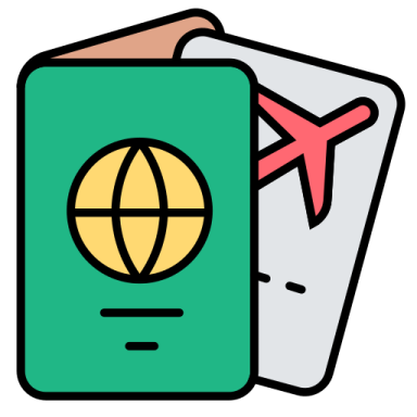 a passport and an airplane