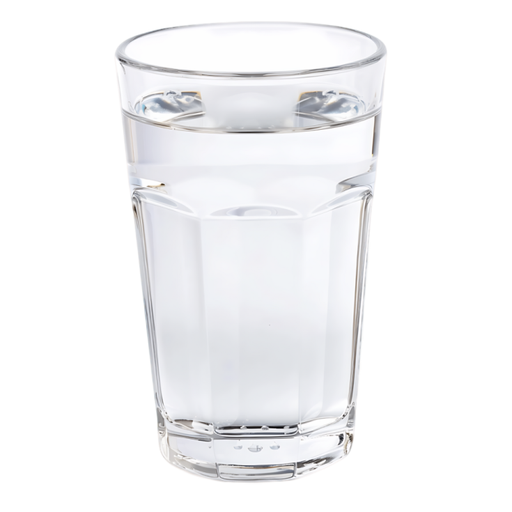a glass of water on a white background
