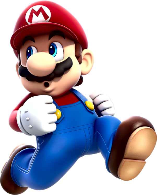 a nintendo mario running with his arms out