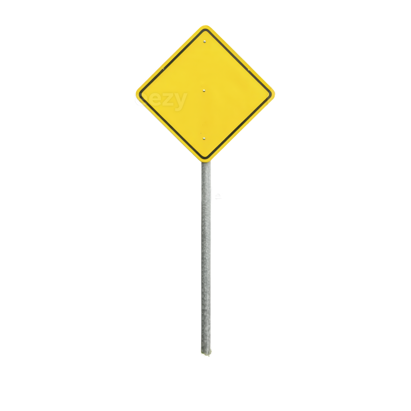 a yellow road sign on a white background