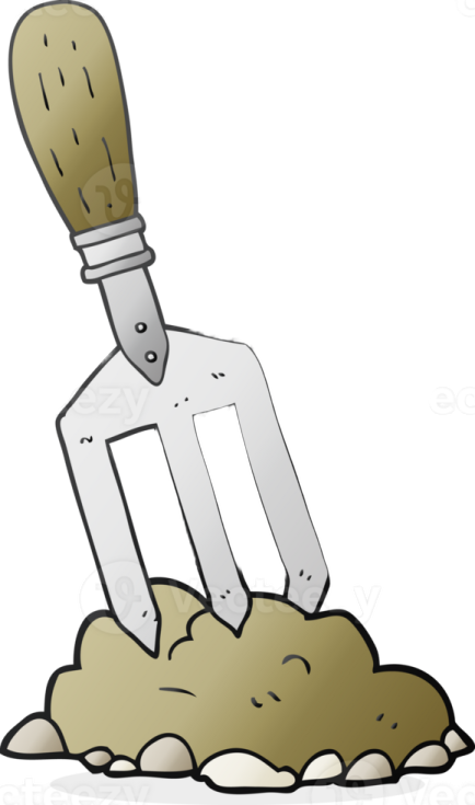 a shovel digging dirt