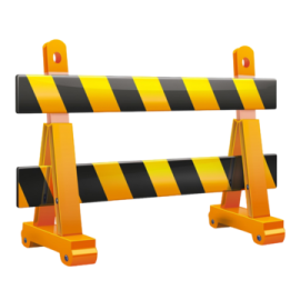 a yellow and black barr barrier on a white background