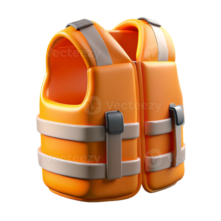 an orange life vest on a white background