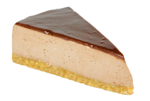 a piece of cheesecake with chocolate on top