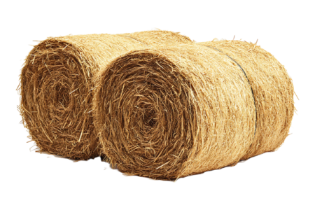 a roll of hay on a white background