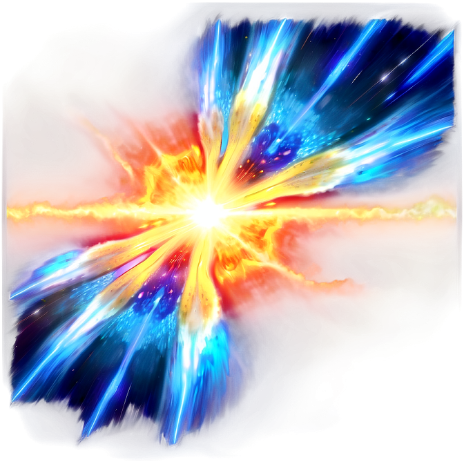 a blue and yellow explosion of light