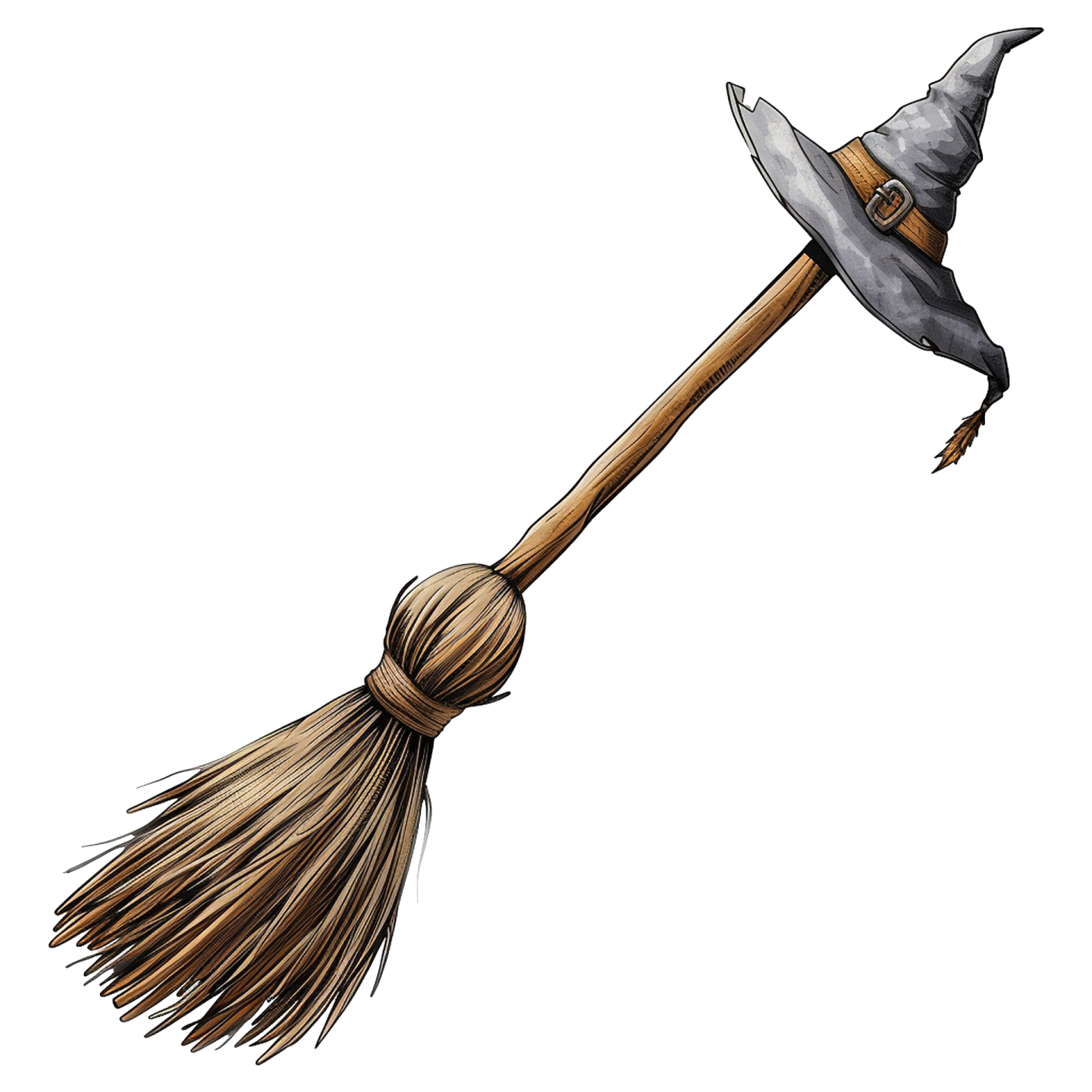 a broom with a witch's hat on it