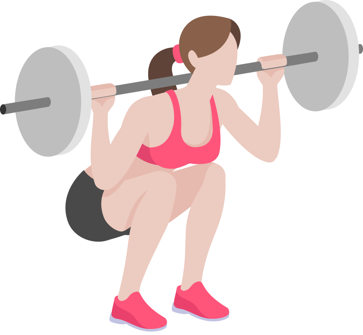 a woman squats with a barbell