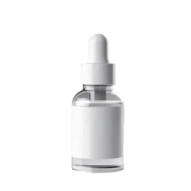 a bottle of white liquid on a white background