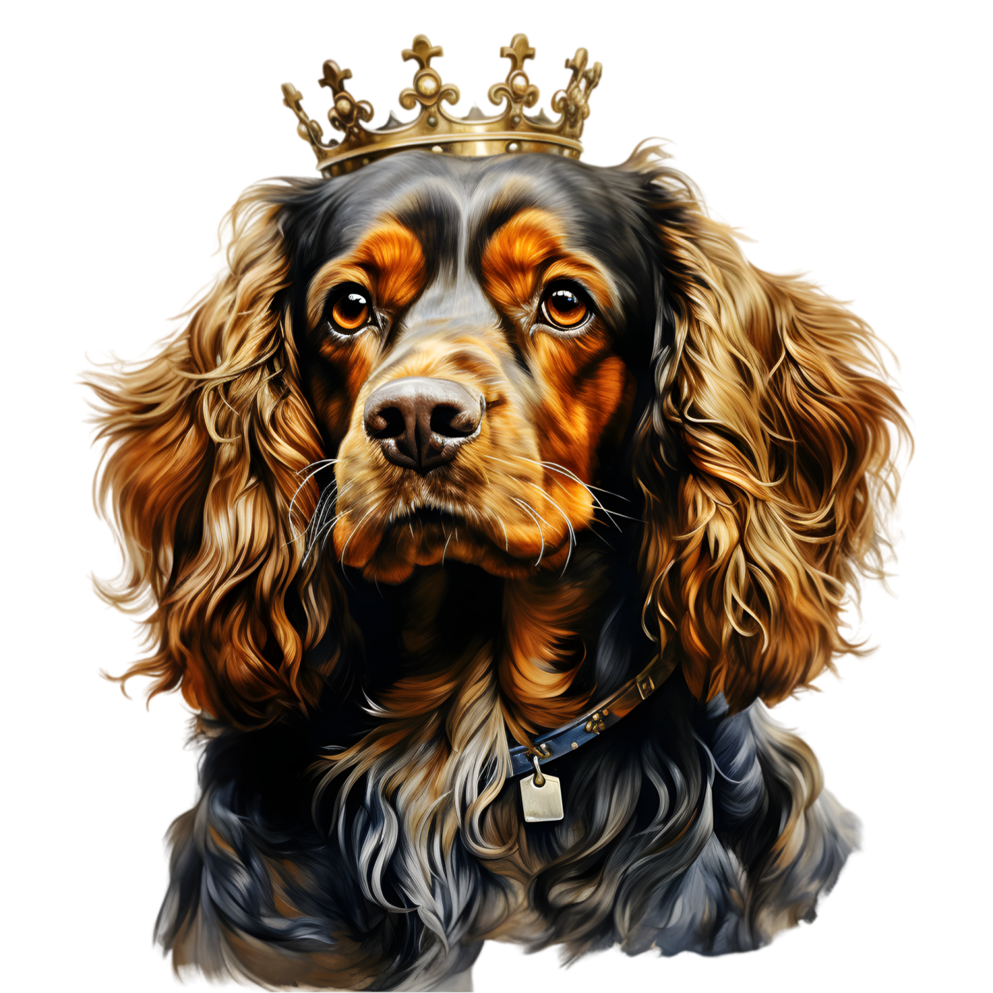 a dog with a crown on its head